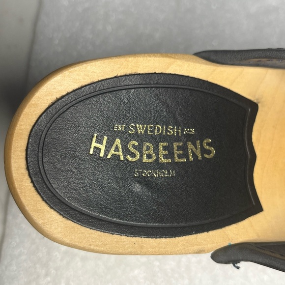 Hasbeens Swedish Color Block Mule with Wooden Heel Clogs Slip Ins Sz 36 - Picture 12 of 12